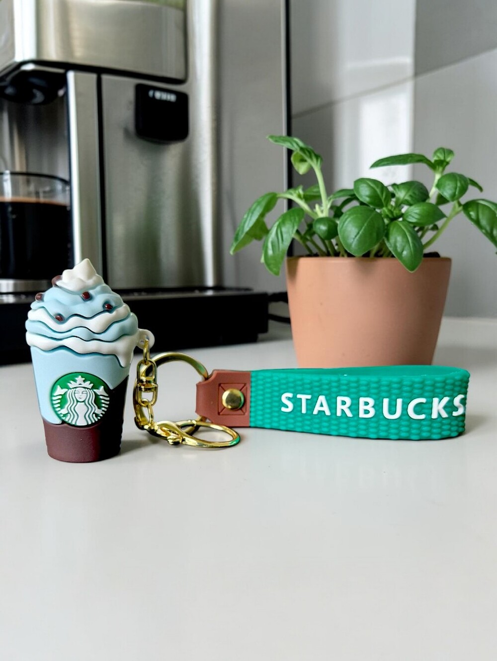 Chocolate Sprinkles Mini Frappuccino Drink Cup Bag Charm / Keychain with Strap